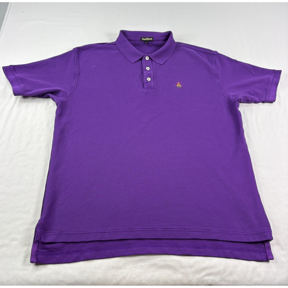 Paul Stuart Polo Shirt Men XL Purple Slim Fit Pima Cotton Stretch Preppy